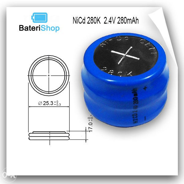 Baterija dugmetna NiCd 280K 2.4V 280mAh