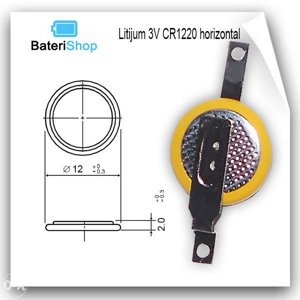 Baterija Litijum CR1220 3V sa horizontalnim izvodima