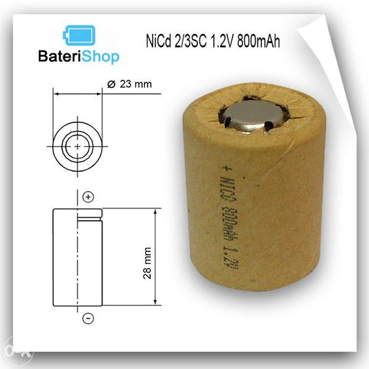 Baterija NiCd 2/3SC 1.2V 800mAh